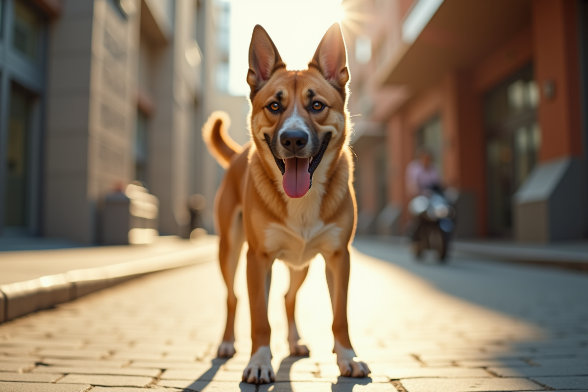 Chien adulte confiant en ville pour article sur chiens