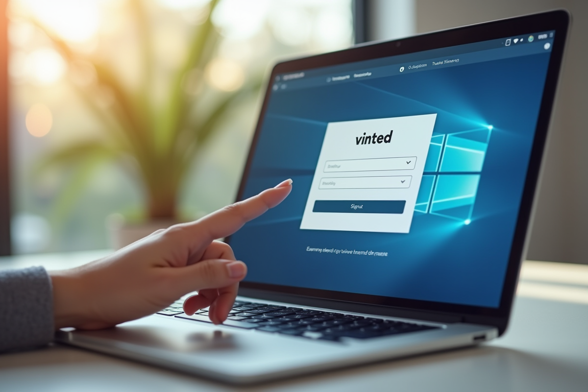 Doigt prêt à cliquer sur le bouton de déconnexion Vinted