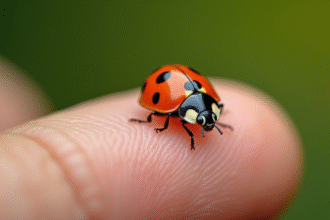 Coccinelle rouge sur une main en macro naturelle