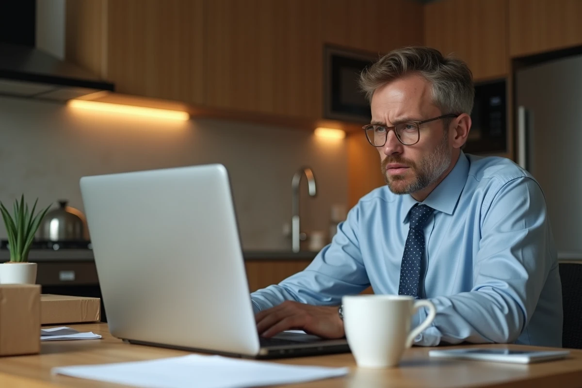 Homme d affaires cherchant un relais Chronopost à la maison