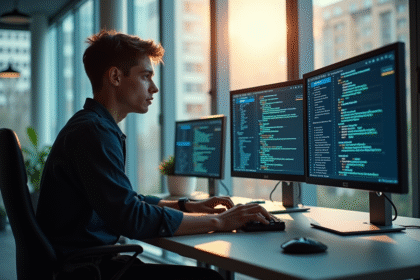Jeune professionnel en sécurité informatique au bureau